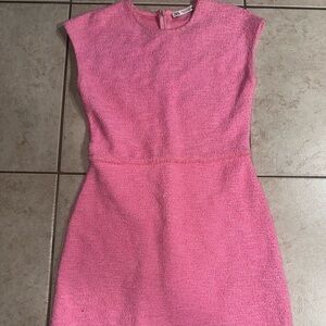 ZARA Pink Textured Mini Dress Women’s Small Bouclé Sleeveless A-Line